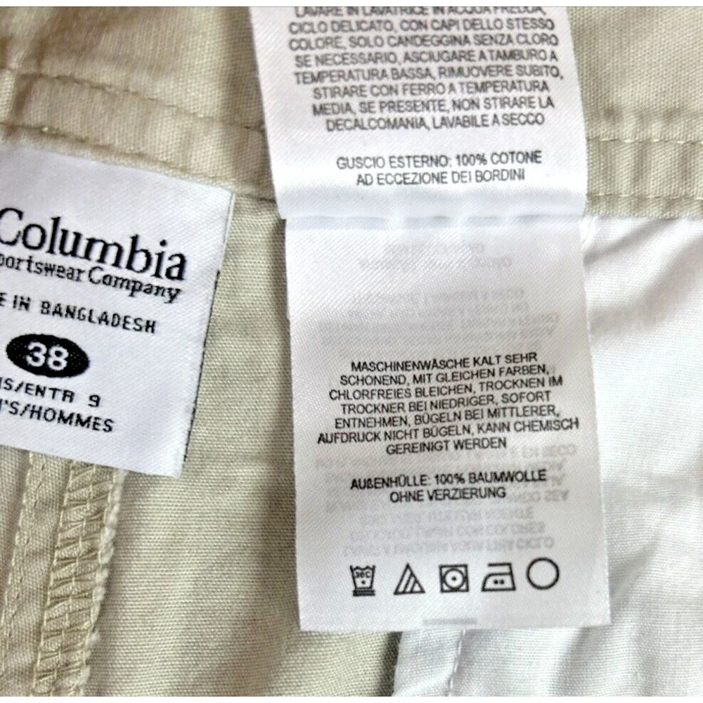 Columbia 38 (37x9) Tan Khaki Cargo Shorts‎ Hiking Outdoor Summer Casual Grunge